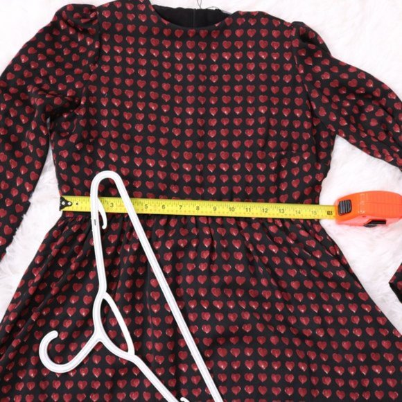 Zara heart long puff sleeve black dress c1 - Picture 6 of 9